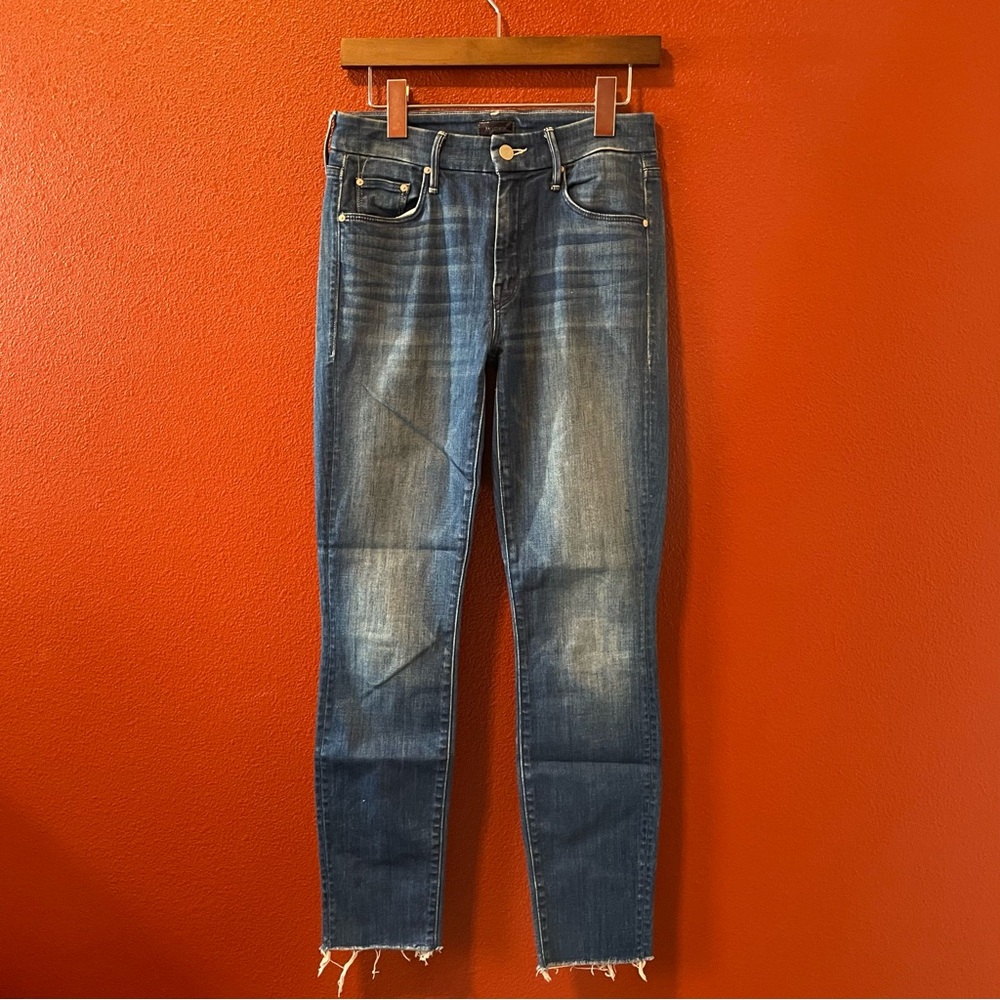 Mother Women’s The Looker Ankle Fray Blue Squeeze It Cut Jeans‎